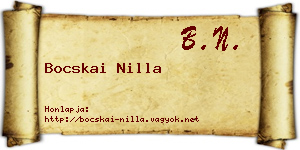 Bocskai Nilla névjegykártya